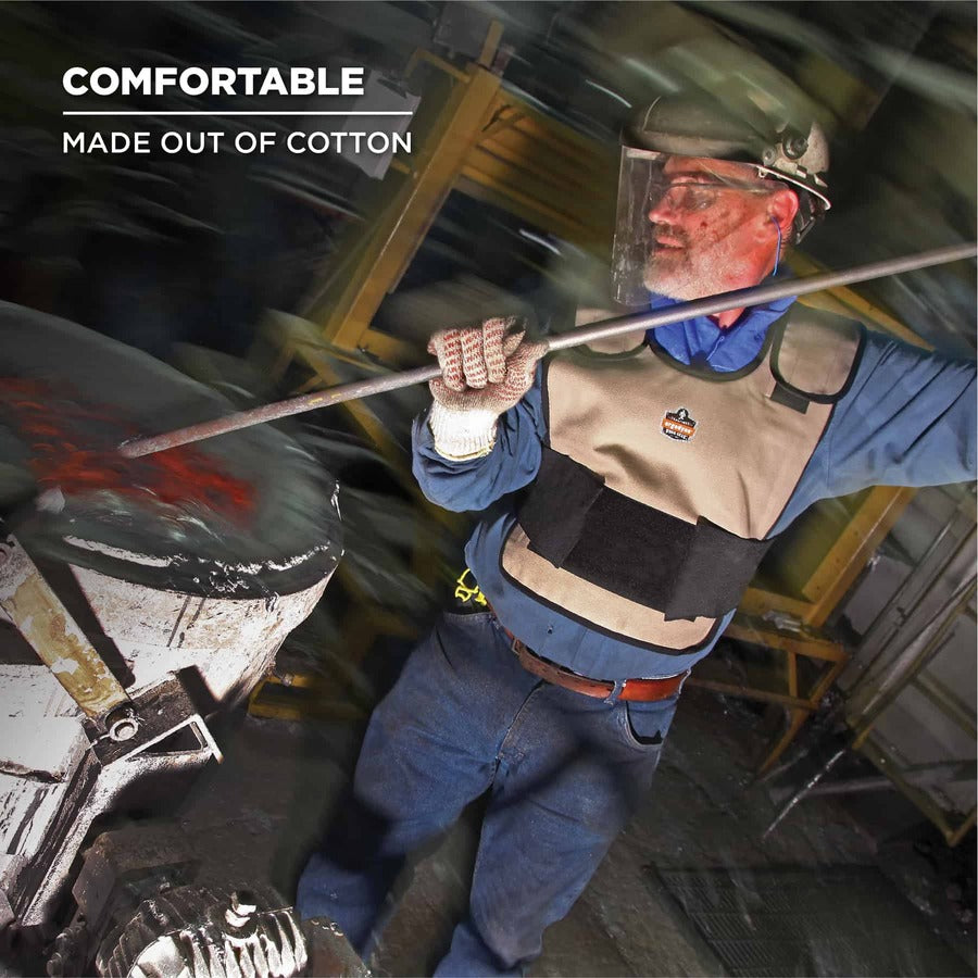 Ergodyne 6230 Safety Vest - Recommended for: Indoor, Outdoor, Pulp & Paper, Motorcycle, Biking - Small/Medium - Hook & Loop Closure - Cotton, Fabric - Khaki - Adjustable, Comfortable, Long Lasting, Flexible, Machine Washable - 1 Each
