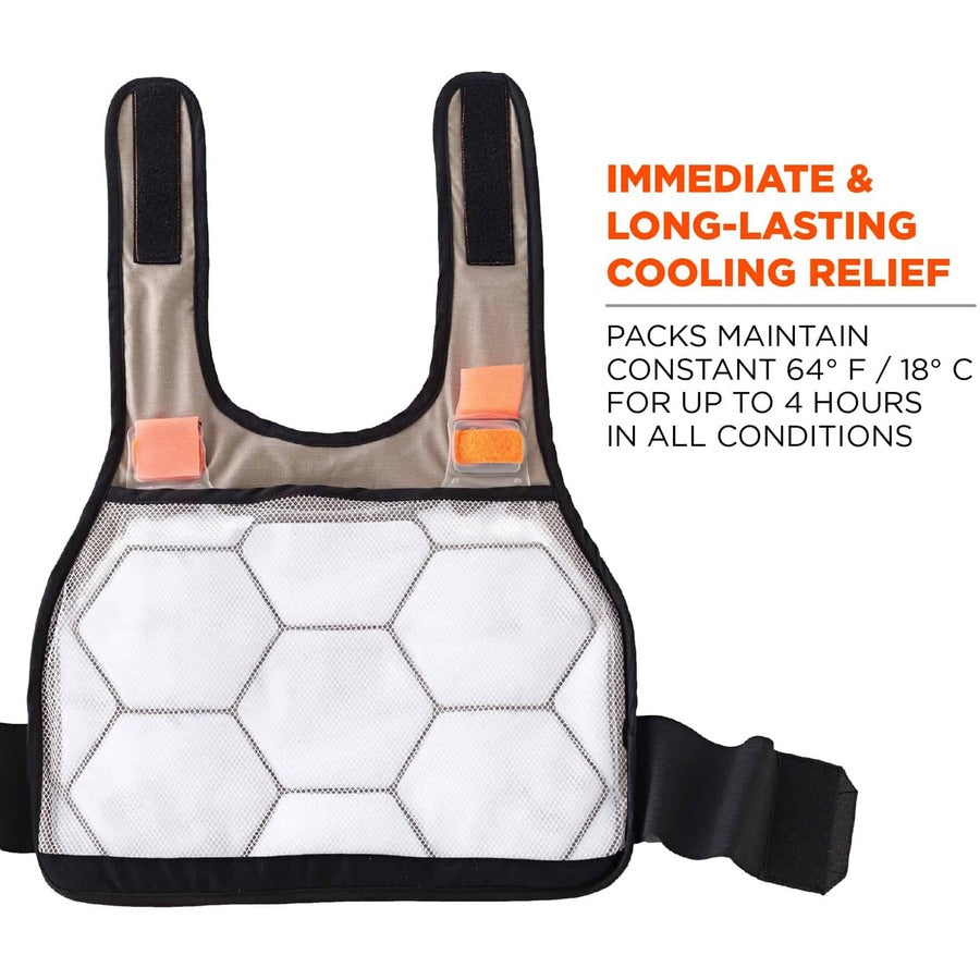 Ergodyne 6215 Safety Vest, Small/Medium, Khaki, Hook & Loop Closure, Adjustable, Flame Resistant, Reflective Strap, Cotton/Modacrylic Fabric, Includes 2 Cooling Packs, 1 Each