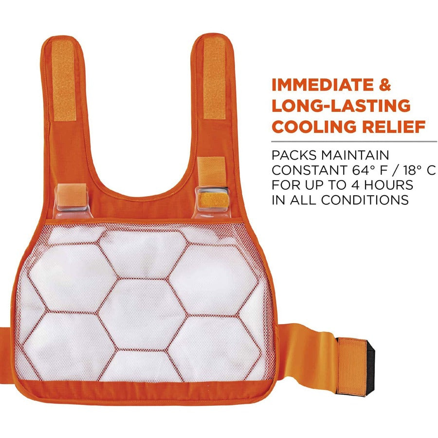 Ergodyne 6215 Safety Vest, Small/Medium, Khaki, Hook & Loop Closure, Adjustable, Flame Resistant, Reflective Strap, Elastic Loop, Cotton/Modacrylic Fabric, Includes 2 Cooling Packs, 1 Each