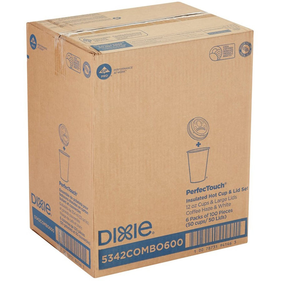 Dixie PerfecTouch 12 oz Hot Coffee Cup and Lid Sets by GP Pro