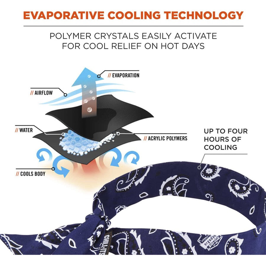 Ergodyne 6700 Cooling Bandana - Blue - Cotton, Polymer