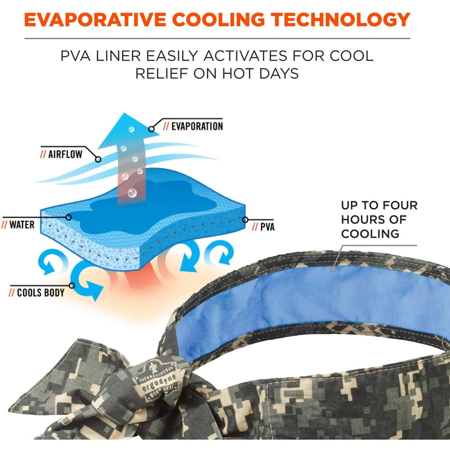 Ergodyne Chill-Its 6700CT Cooling Bandana, Multi, Cotton, 6 per Carton