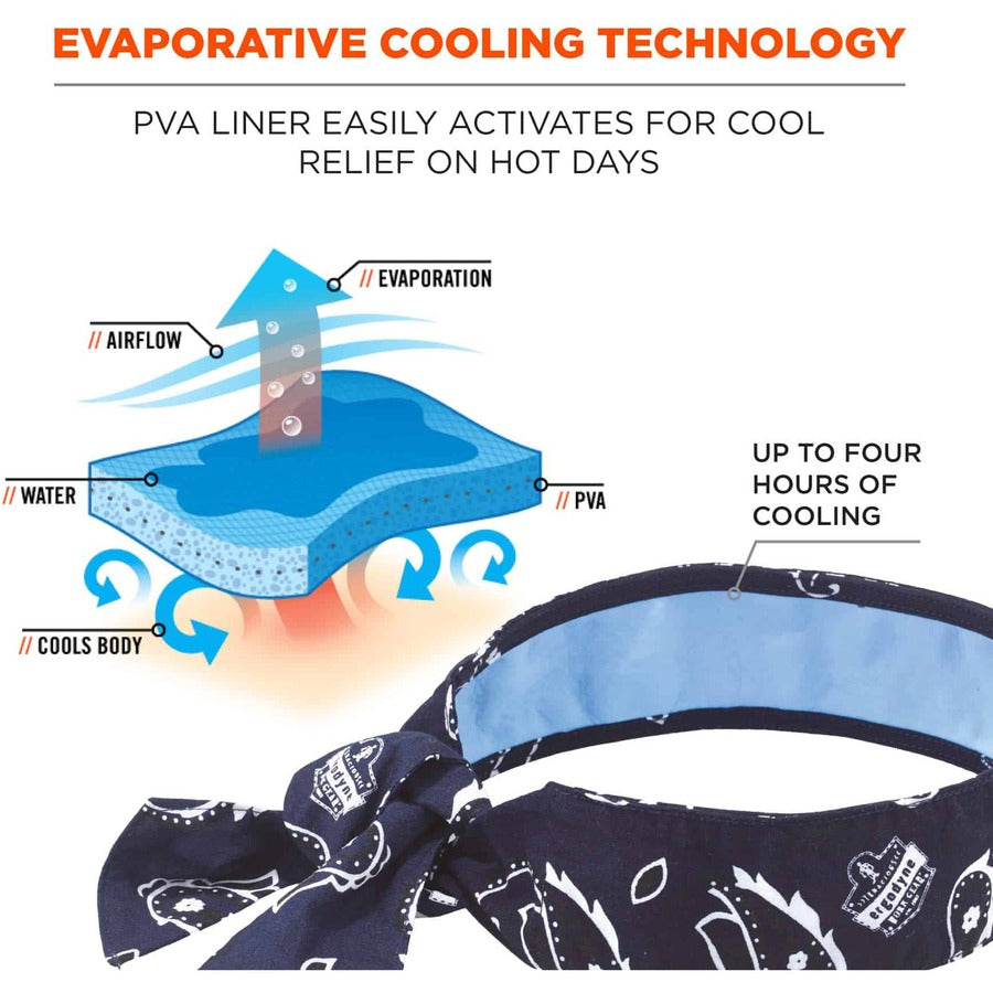 Ergodyne 6700CT Cooling Bandana - Blue - Cotton