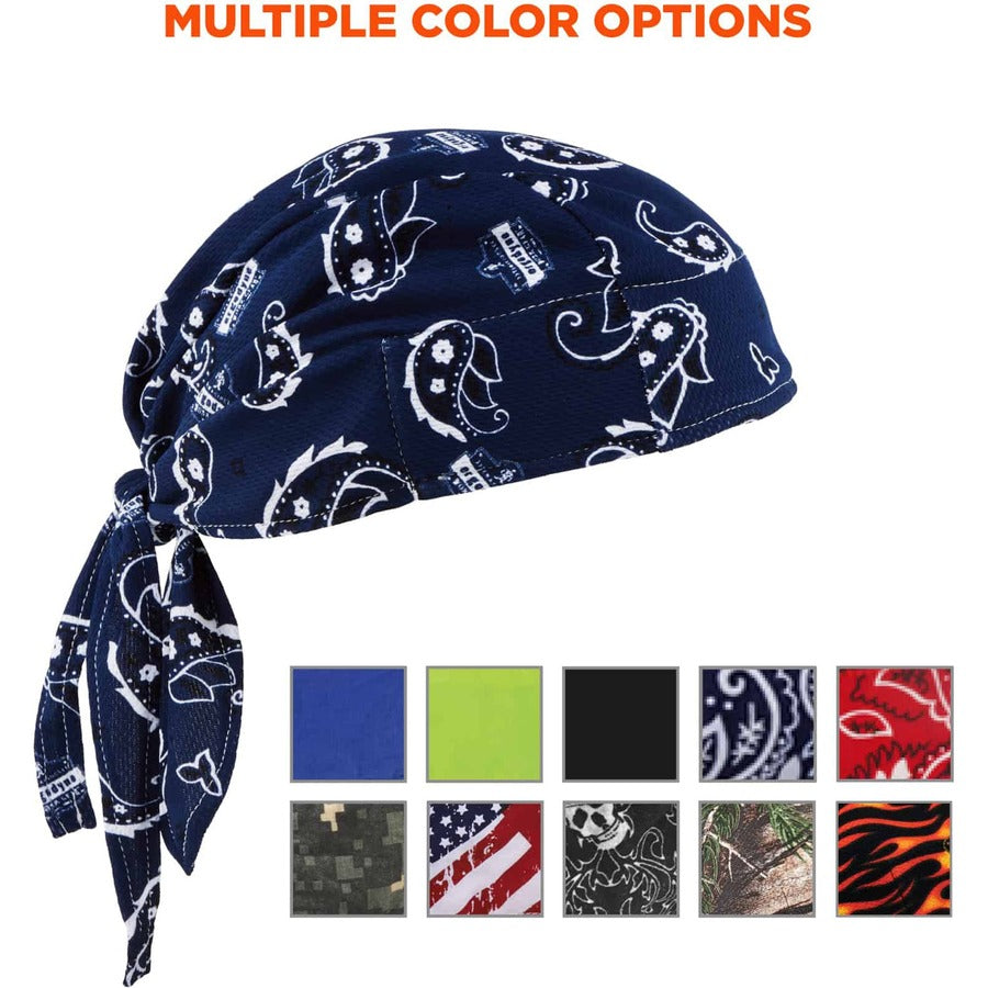 Ergodyne High-Performance Bandana Do Rag - Blue - Fabric - 6 / Carton