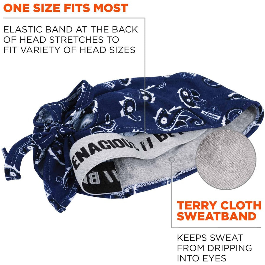 Ergodyne High-Performance Bandana Do Rag - Blue - Fabric - 6 / Carton