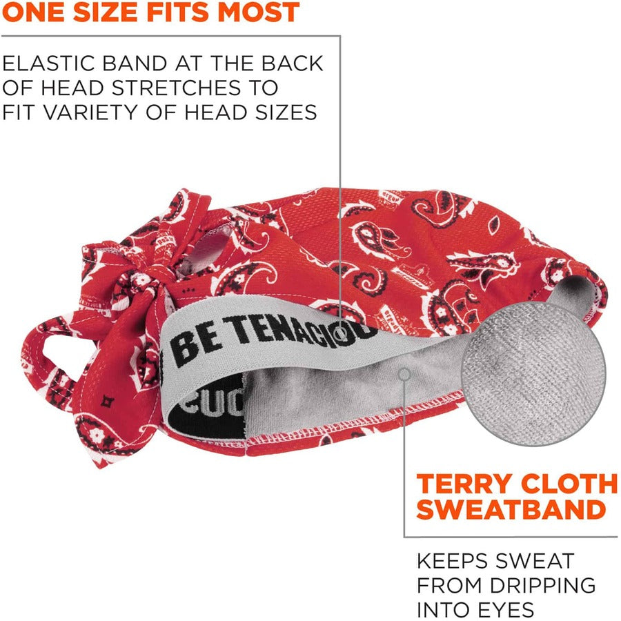 Ergodyne High-Performance Bandana Do Rag - Red - Fabric - 6 / Carton