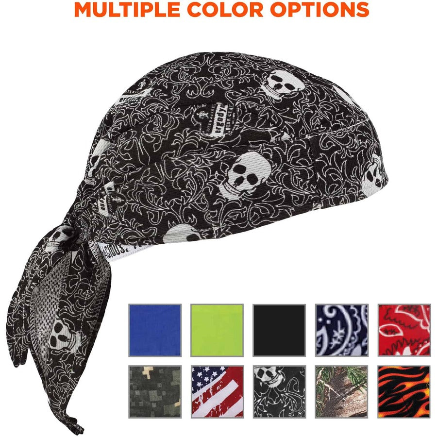 Ergodyne Chill-Its 6615 High-Performance Bandana Do Rag, Multi, Fabric, 6 per Carton