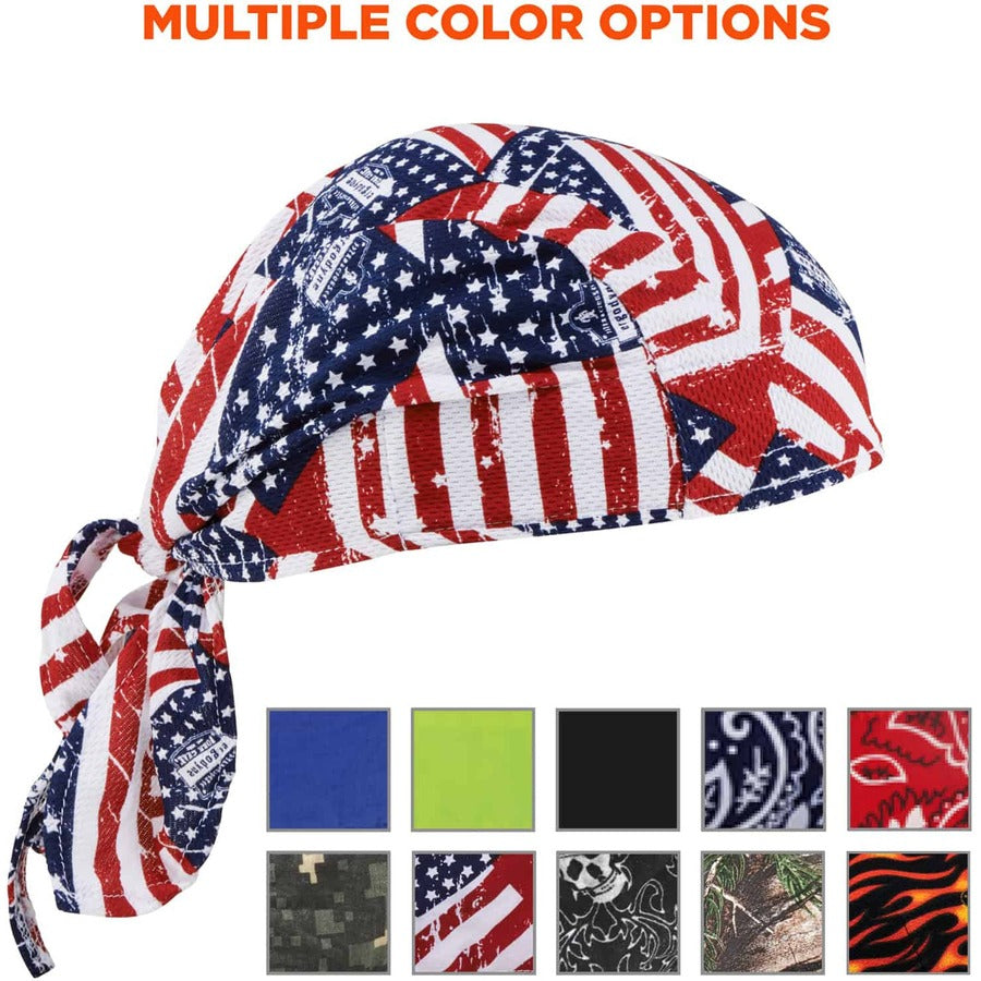 Ergodyne Chill-Its 6615 High-Performance Bandana Do Rag, Multi-Color Fabric, 6 per Carton