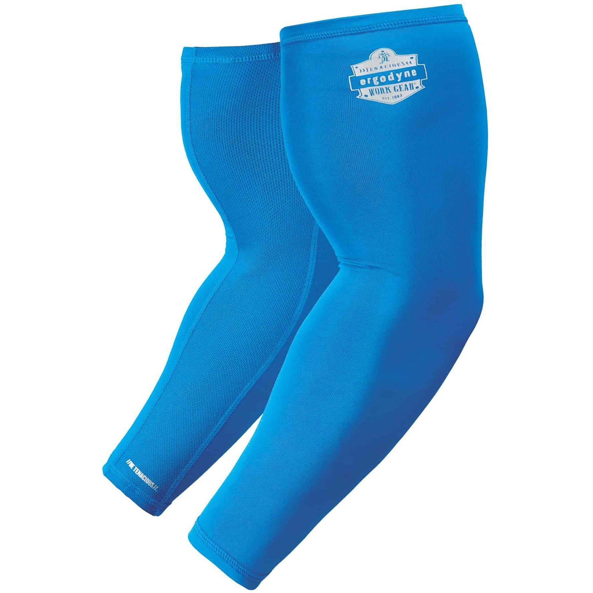 Ergodyne 6690 Cooling Arm Sleeves, XL, 16.90" Length, Blue, Fabric, Durable, Comfortable, UV Protection, Abrasion Resistant, Moisture Wicking, Anti-odor, Machine Washable, Chemical-free, Stretchable, 2 Sleeves per Pack