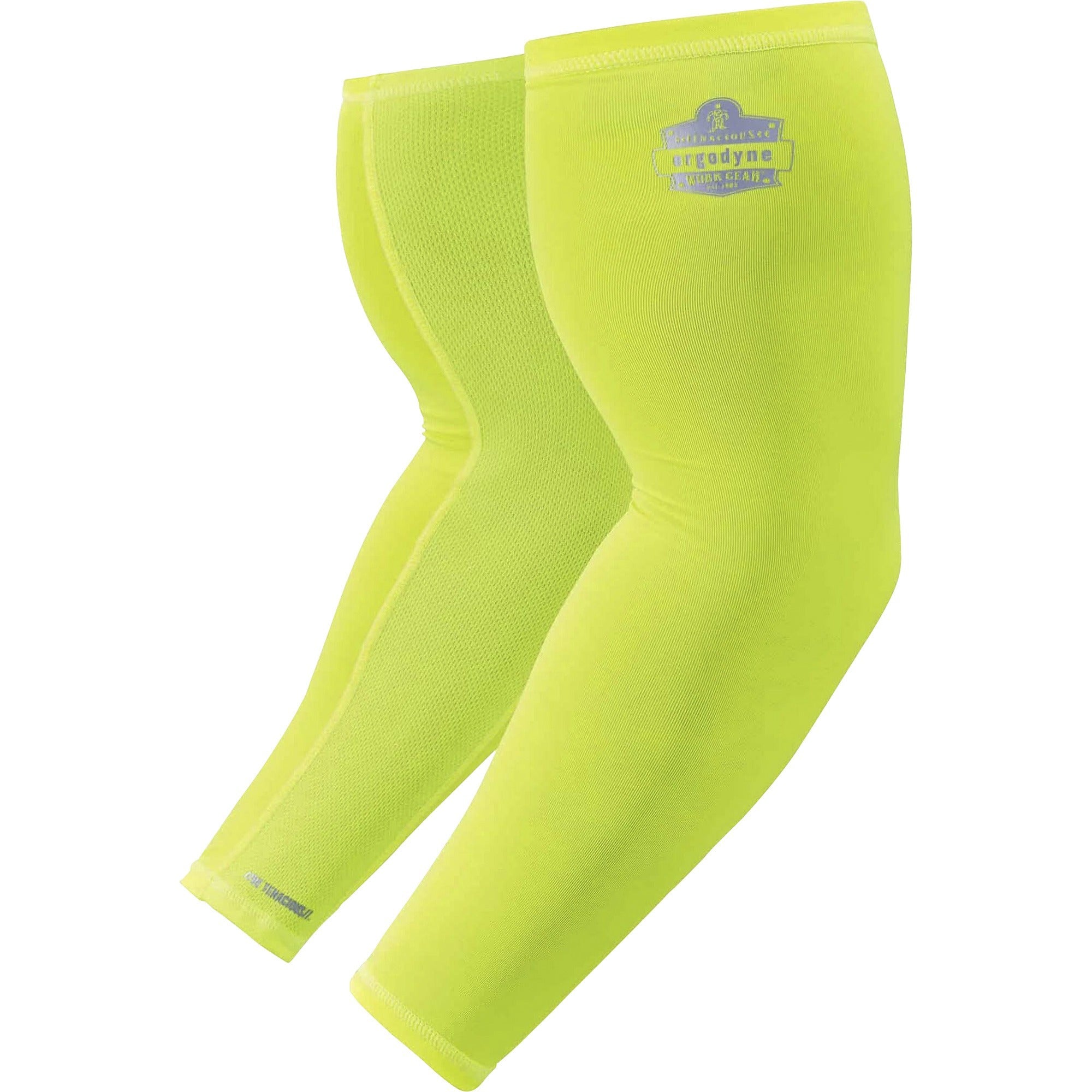 Ergodyne 6690 Cooling Arm Sleeves, Pair, XXL, 16.90" Length, Lime, Fabric, Durable, Comfortable, UV Protection, Abrasion Resistant, Moisture Wicking, Anti-odor, Machine Washable, Chemical-free, Stretchable
