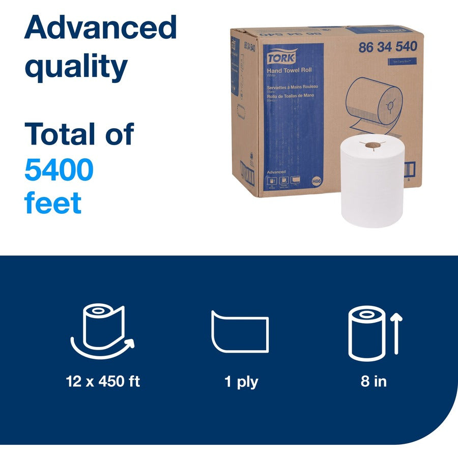 1 Ply - 5.85" Roll Diameter - 1 15/16" Core - White - Fiber - 12 Rolls Per CartonCarton - 1 Carton