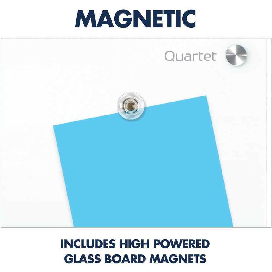 48" (4 ft) Width x 48" (4 ft) Height - White Tempered Glass Surface - Square - Horizontal/Vertical - Magnetic - Frameless, Accessory Tray, Stain Resistant, Ghost Resistant, Durable, Scratch Resistant, Dent Resistant, Non-absorbent - 1 Each