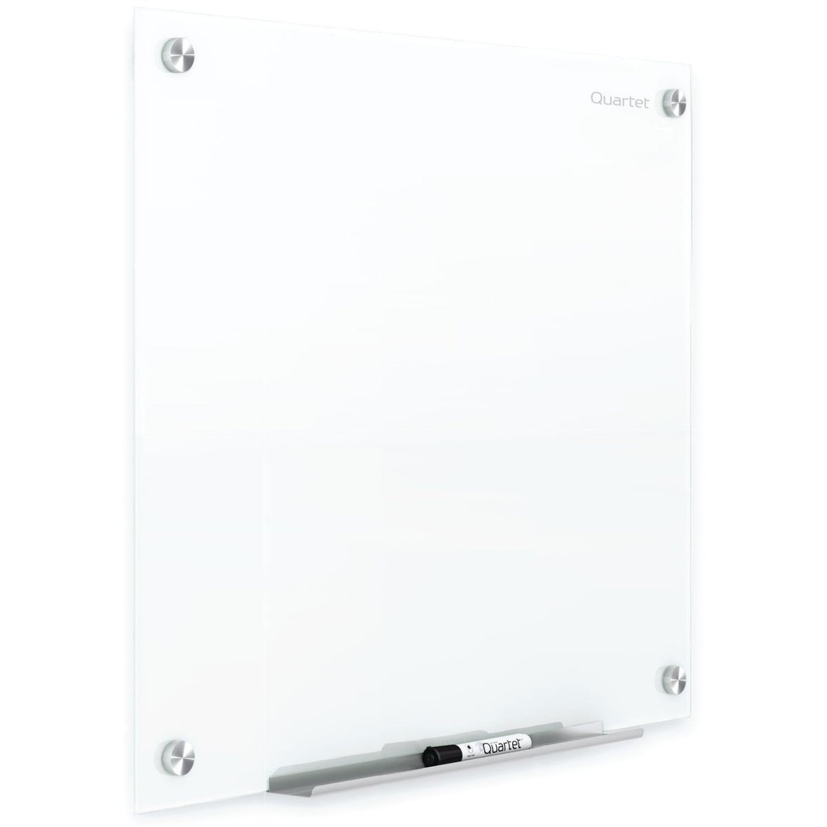 48" (4 ft) Width x 48" (4 ft) Height - White Tempered Glass Surface - Square - Horizontal/Vertical - Magnetic - Frameless, Accessory Tray, Stain Resistant, Ghost Resistant, Durable, Scratch Resistant, Dent Resistant, Non-absorbent - 1 Each