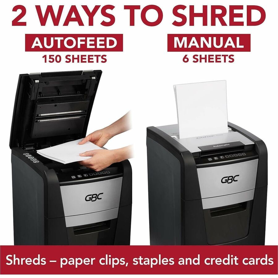 Continuous Shredder - Super Cross Cut - 8 Per Pass - for shredding Credit Card, Paper Clip, Staples, Paper - P-4 - 30 Minute Run Time - 11.60 gal Wastebin Capacity - Black