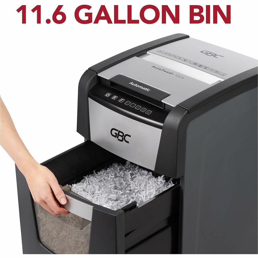 Continuous Shredder - Super Cross Cut - 8 Per Pass - for shredding Credit Card, Paper Clip, Staples, Paper - P-4 - 30 Minute Run Time - 11.60 gal Wastebin Capacity - Black