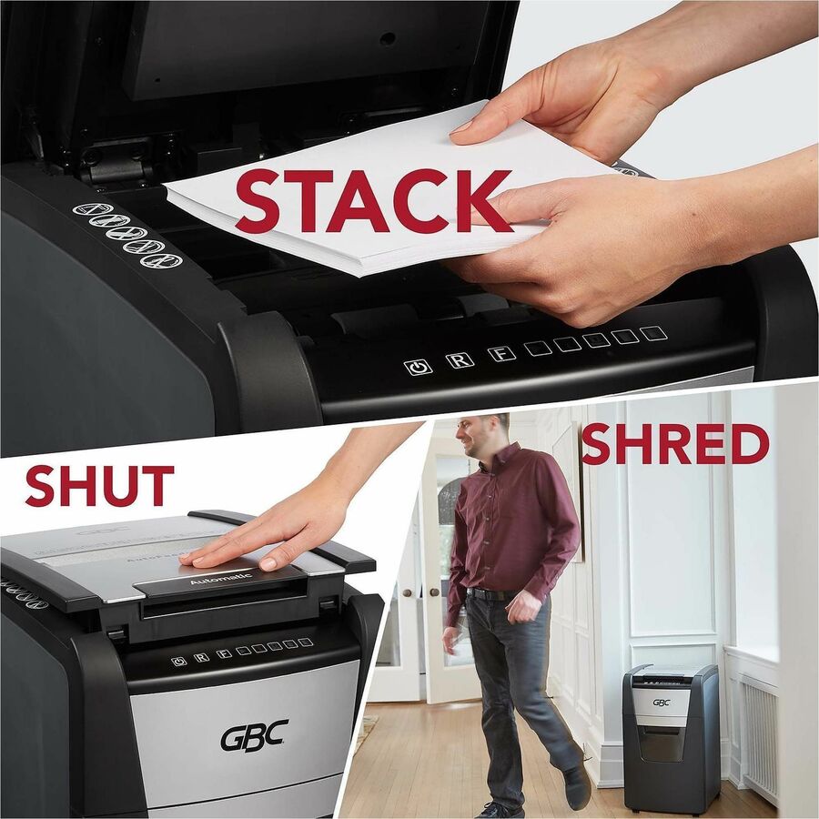Continuous Shredder - Super Cross Cut - 8 Per Pass - for shredding Credit Card, Paper Clip, Staples, Paper - P-4 - 30 Minute Run Time - 11.60 gal Wastebin Capacity - Black