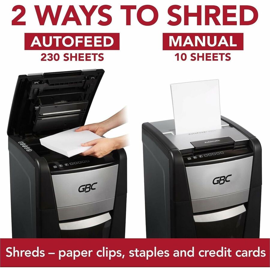 GBC AutoFeed+ Small Office Shredder, 230X, Super Cross-Cut, 230 Sheets