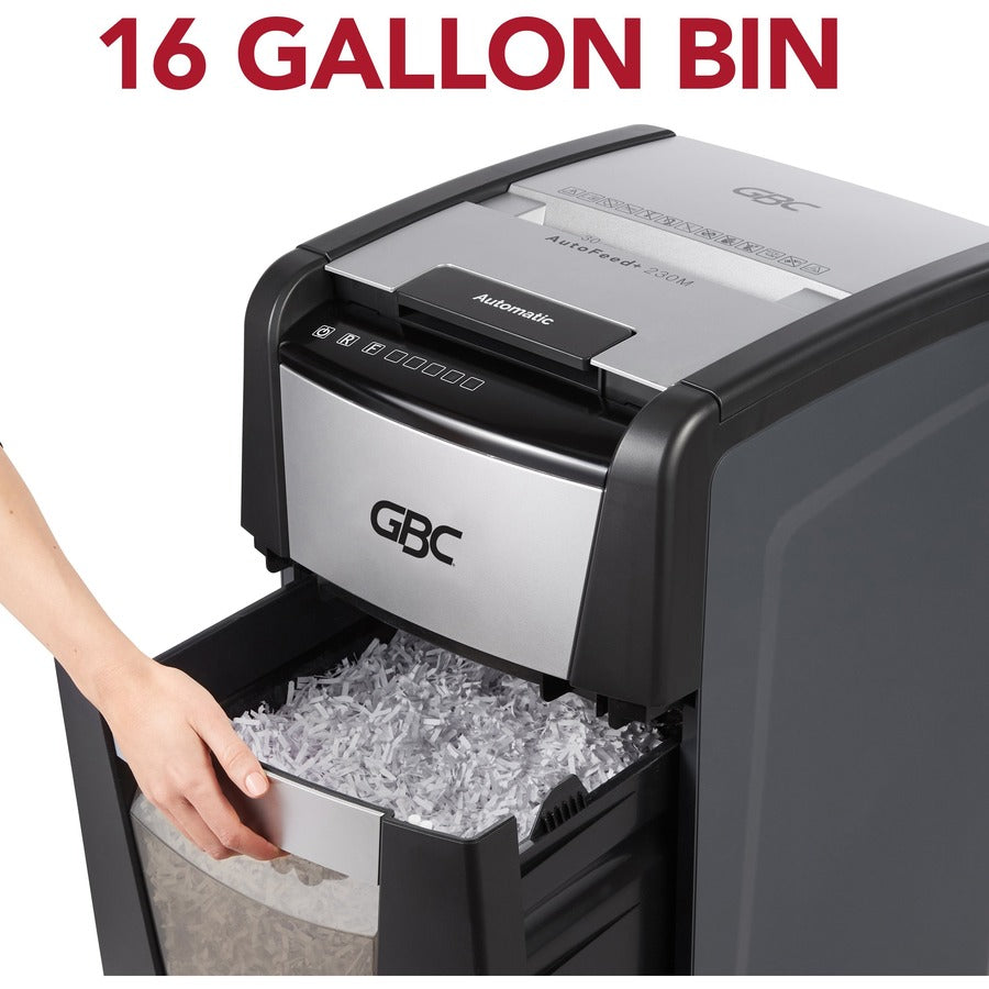 Continuous Shredder - Super Cross Cut - 10 Per Pass - for shredding Credit Card, Paper Clip, Staples, Paper - P-4 - 1 Hour Run Time - 16 gal Wastebin Capacity - Black