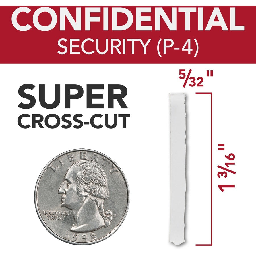 Continuous Shredder - Super Cross Cut - 10 Per Pass - for shredding Credit Card, Paper Clip, Staples, Paper - P-4 - 1 Hour Run Time - 16 gal Wastebin Capacity - Black