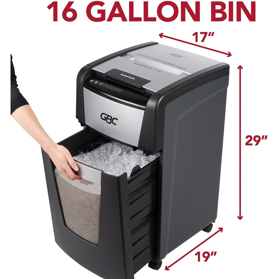 Continuous Shredder - Micro Cut - 8 Per Pass - for shredding Credit Card, Paper Clip, Staples, Paper - P-5 - 1 Hour Run Time - 16 gal Wastebin Capacity - Black