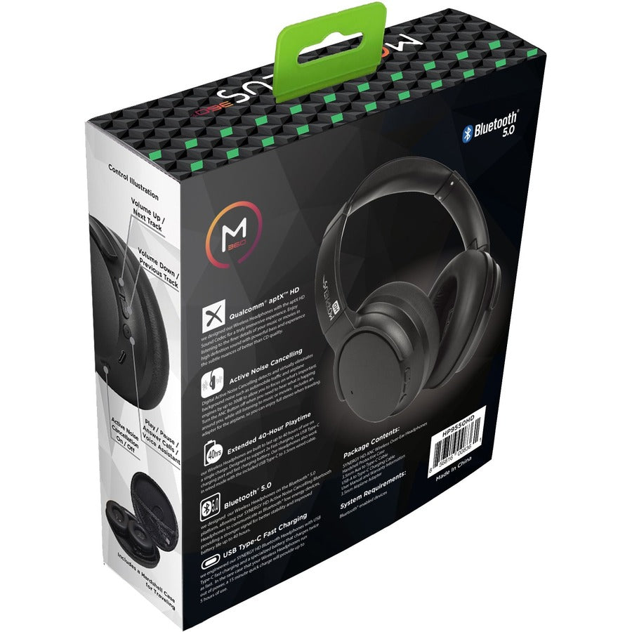 Stereo - Mini-phone (3.5mm) - Wired/Wireless - Bluetooth - Over-the-ear - Binaural - Noise Canceling - Black