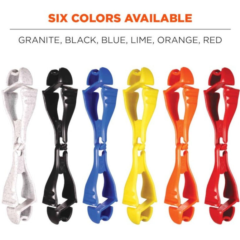 Ergodyne Squids 3400 Glove Clip Holder, Dual Clip, Break Resistant, Granite, Acetal, 6 per Carton, 6.5" Length x 1" Width