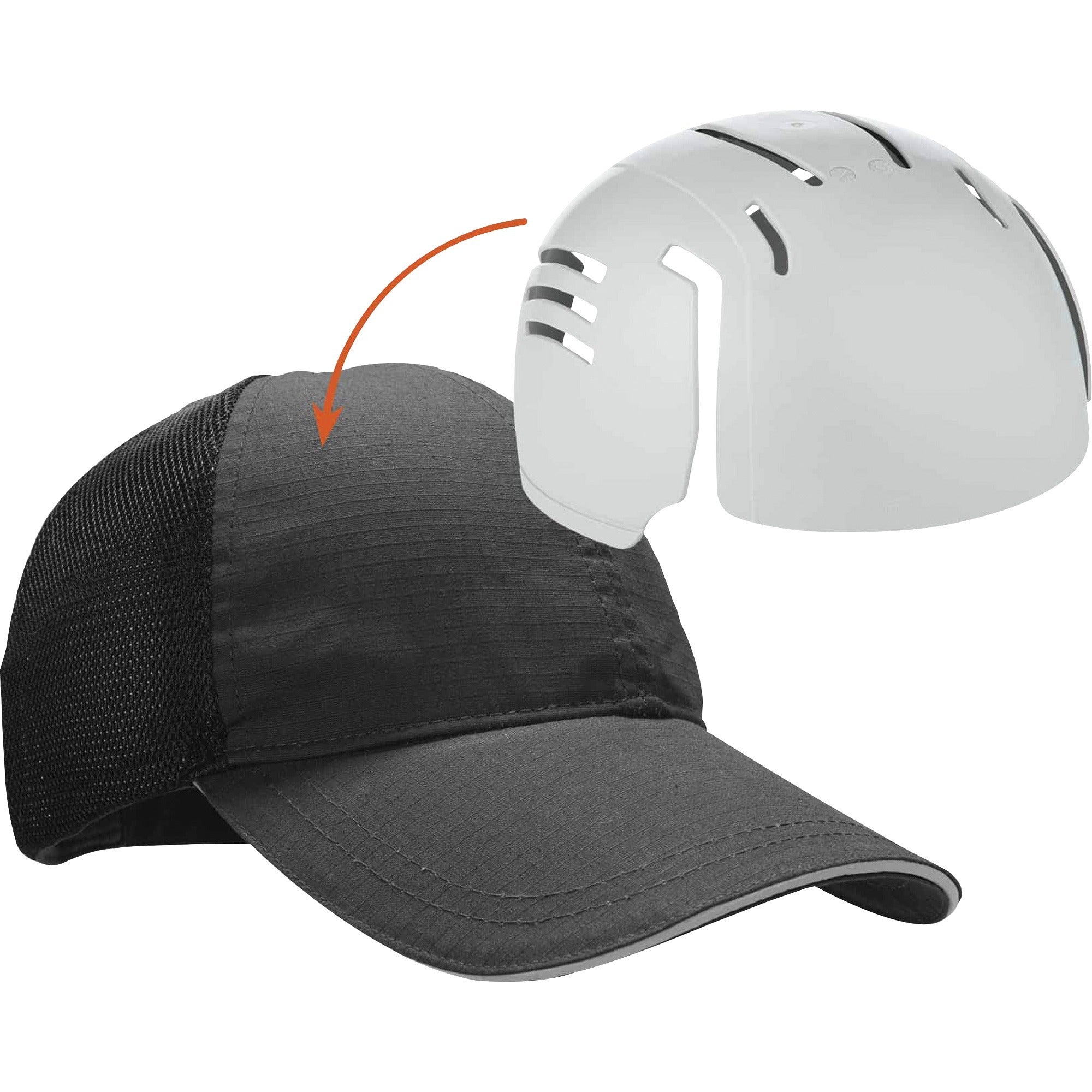 Ergodyne Skullerz 8946 Standard Baseball Cap with Insert, One Size, Black, Reflective, Adjustable, Breathable, Lightweight, Comfortable, Machine Washable, Hook & Loop Closure, Mesh Back, 1 Each