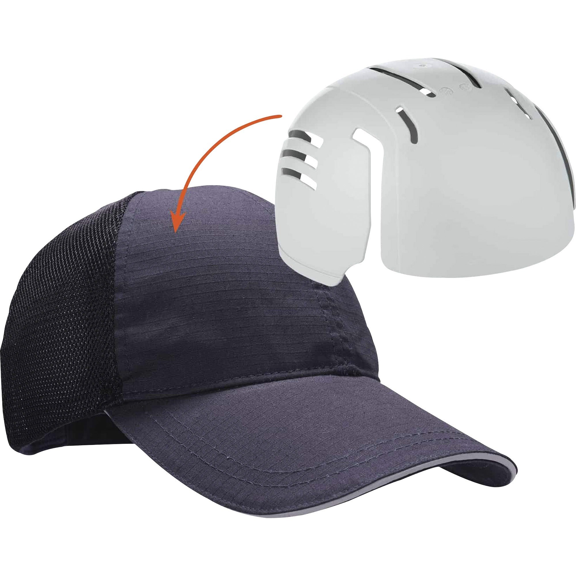 Ergodyne Skullerz 8946 Standard Baseball Cap with Insert, One Size, Navy, Reflective, Adjustable, Breathable, Lightweight, Comfortable, Machine Washable, Hook & Loop Closure, Mesh Back, 1 Each