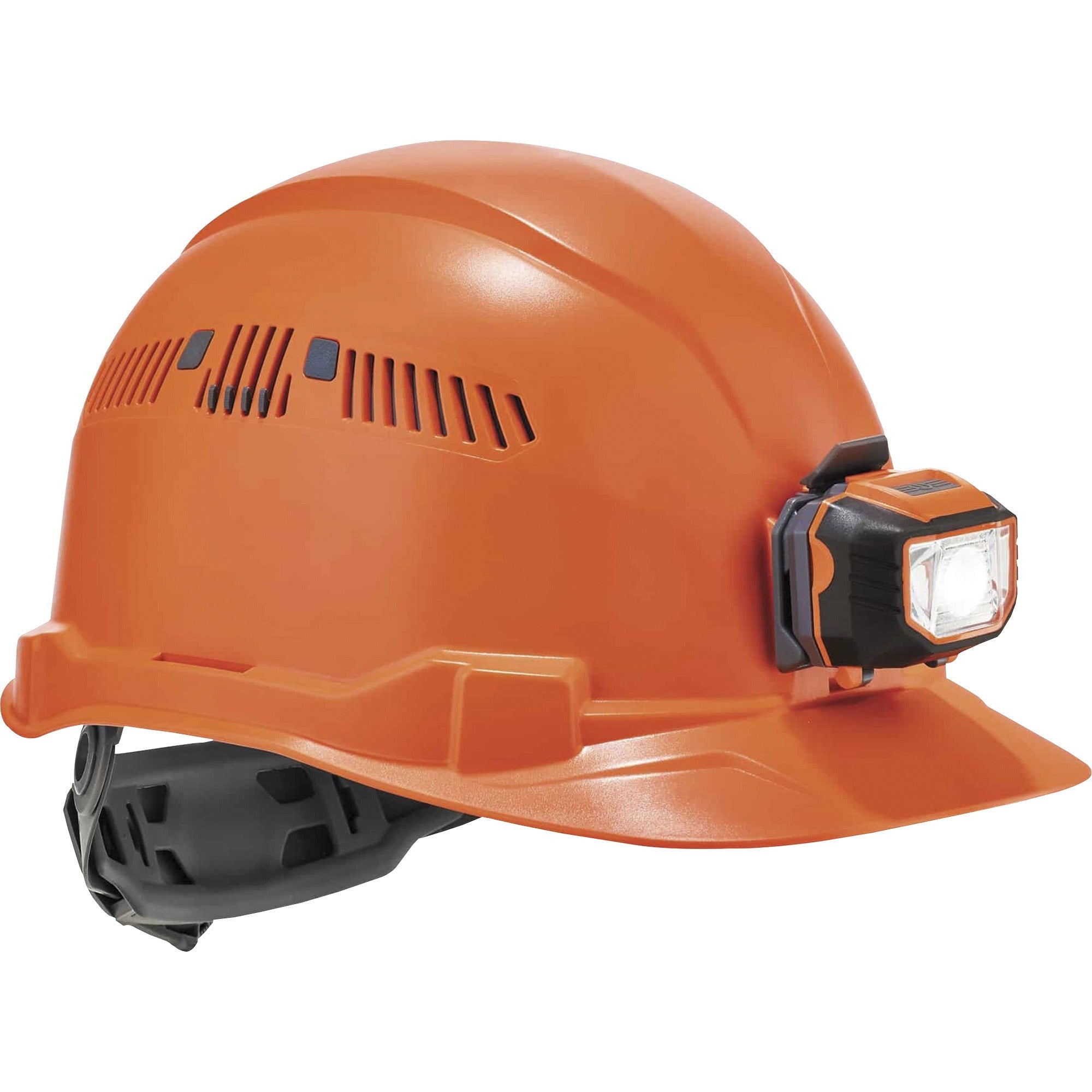 Ergodyne Skullerz 8972LED Cap-Style Hard Hat with LED Light, Vented, Adjustable Ratchet, Removable Sweatband, Orange, 1 Each