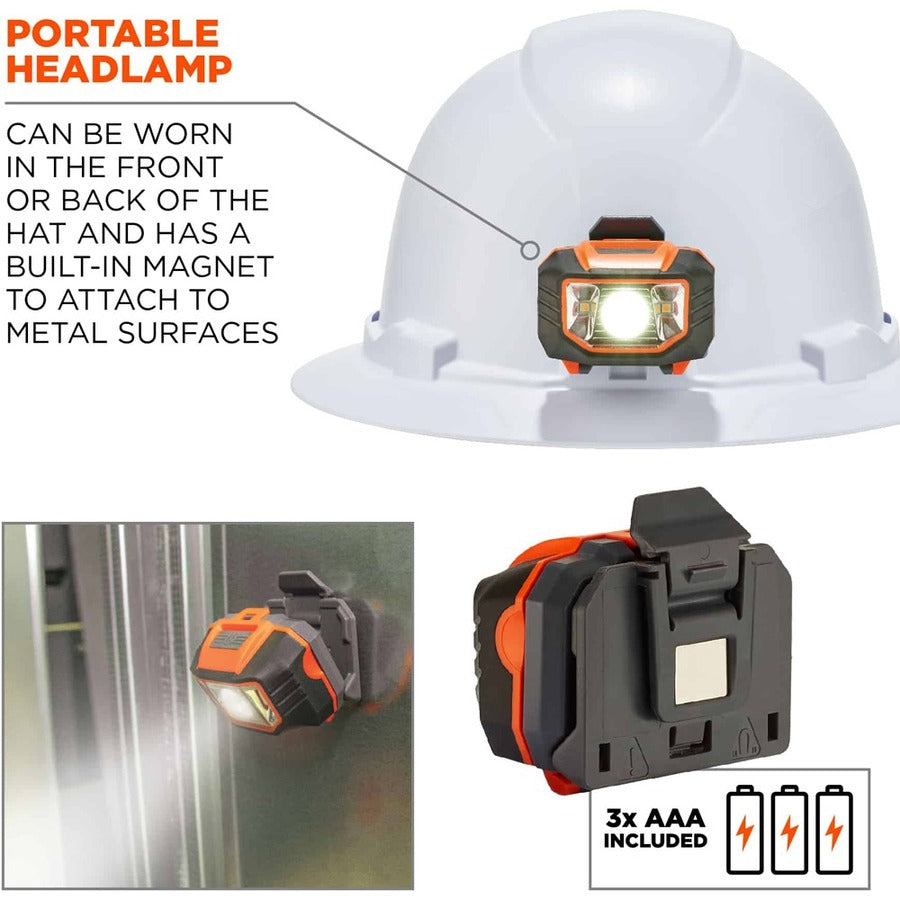 Ergodyne 8971LED Full Brim Hard Hat, White, White