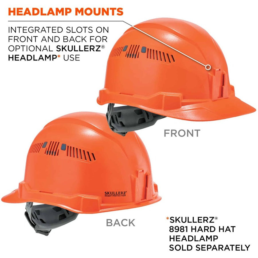 Ergodyne Skullerz 8972 Class C Cap-Style Hard Hat, Orange, Vented, Adjustable Ratchet, Removable Sweatband, Lightweight, Heavy Duty, 1 Each