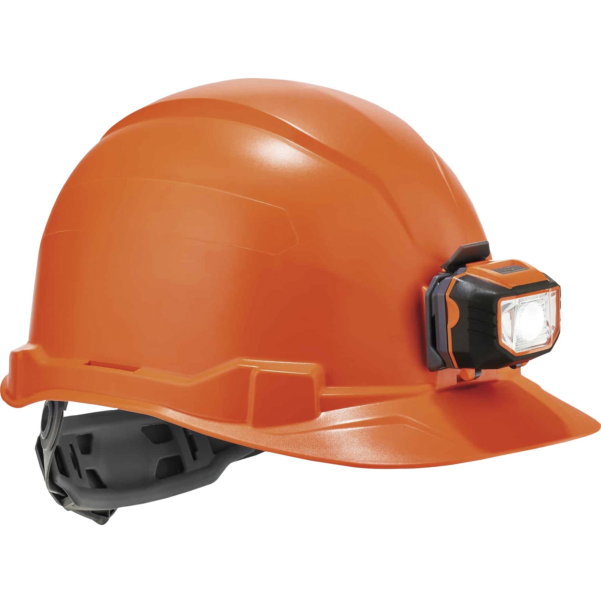 Ergodyne Skullerz 8970LED Cap Style Hard Hat with LED Light, Adjustable Ratchet, Removable Sweatband, Orange, Lightweight, Heavy Duty, 1 Each