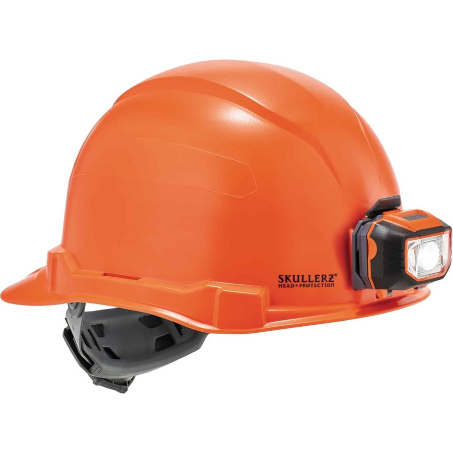 Ergodyne Skullerz 8970LED Cap Style Hard Hat with LED Light, Adjustable Ratchet, Removable Sweatband, Orange, Lightweight, Heavy Duty, 1 Each
