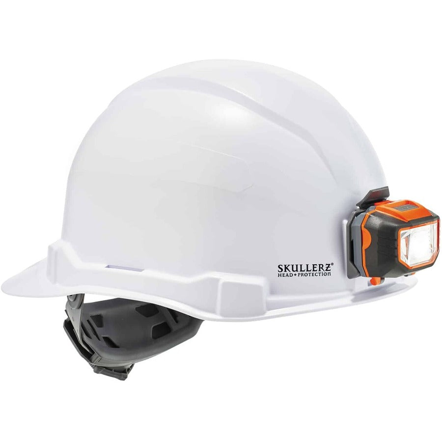 Ergodyne Skullerz 8970LED Cap Style Hard Hat with LED Light, White, Adjustable Fit, Removable Sweatband, Machine Washable, Heavy Duty, Lightweight – 1 Each
