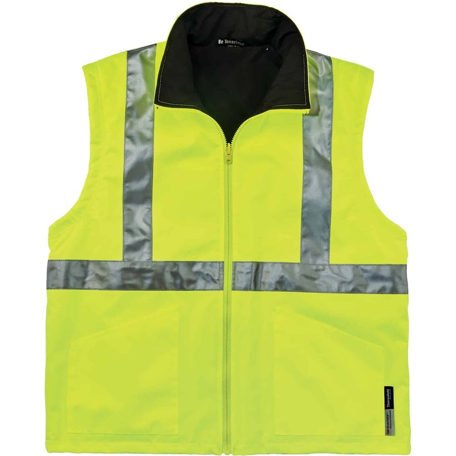 Ergodyne GloWear 4-in-1 High Visibility Jacket, X-Large, Lime, Zipper Closure, Removable Sleeves, Inset Hood, Reflective Strips, Breathable, Weatherproof, 1 Each
