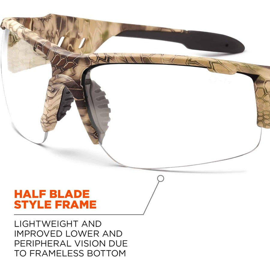 Ergodyne Dagr AF Clear Safety Glasses, Kryptek Highlander Frame, Anti-Fog, Scratch Resistant, Impact Resistant, Shatter Resistant, Comfortable, 1 Each