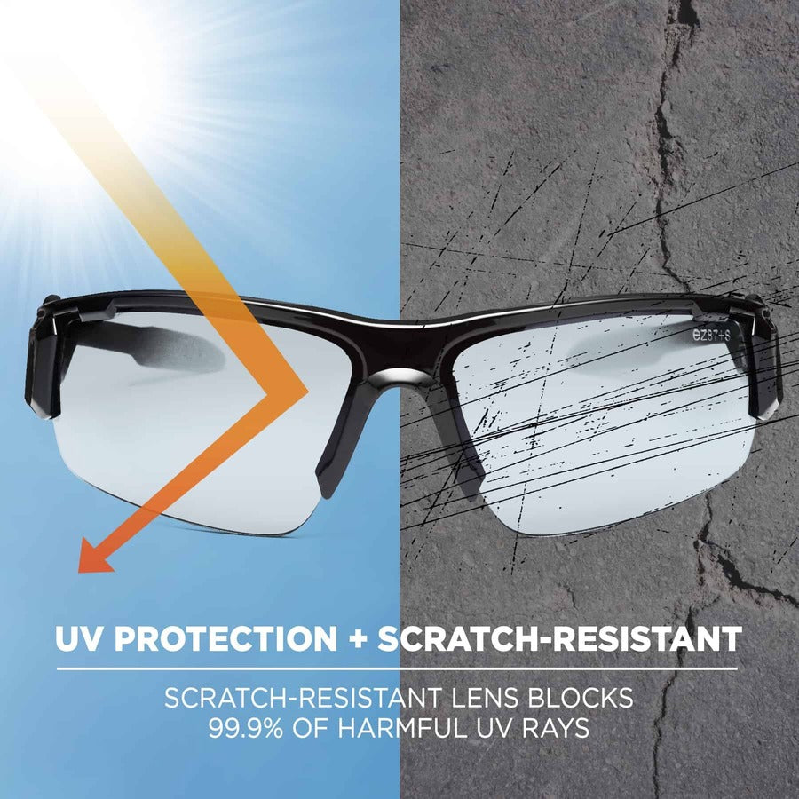 Ergodyne Dagr AF Clear Safety Glasses, Black Frame, Clear Lens, Scratch & Impact Resistant, Anti-Fog, Non-Slip, 1 Each