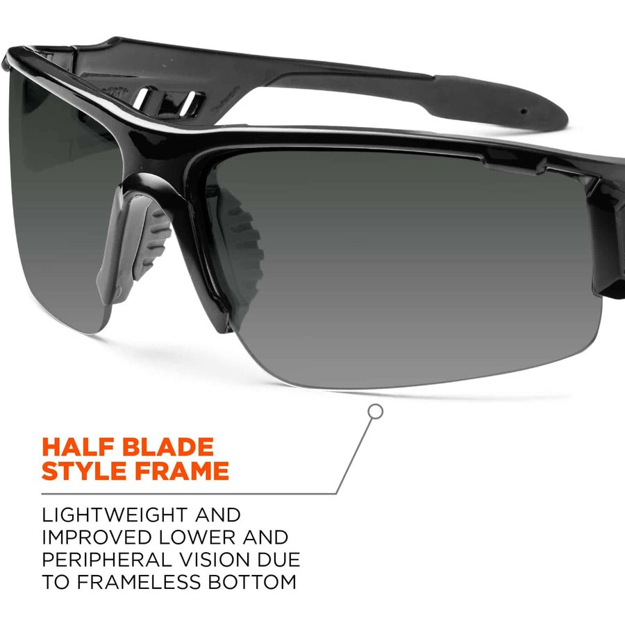 Ergodyne Dagr AF Smoke Safety Glasses, Black Frame, Smoke Lens, Anti-Fog, Scratch Resistant, Impact Resistant, Non-Slip, 1 Each