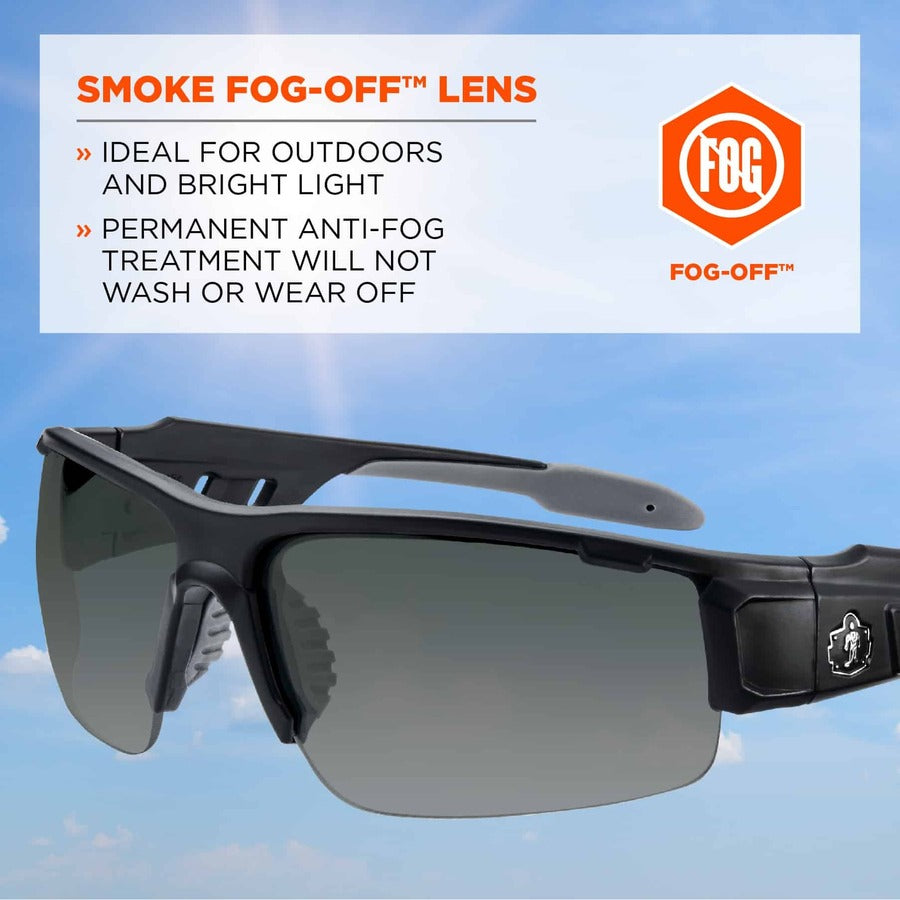 Ergodyne Dagr AF Smoke Safety Glasses, Matte Black Frame, Smoke Lens, Anti-Fog, Scratch Resistant, Impact Resistant, 1 Each