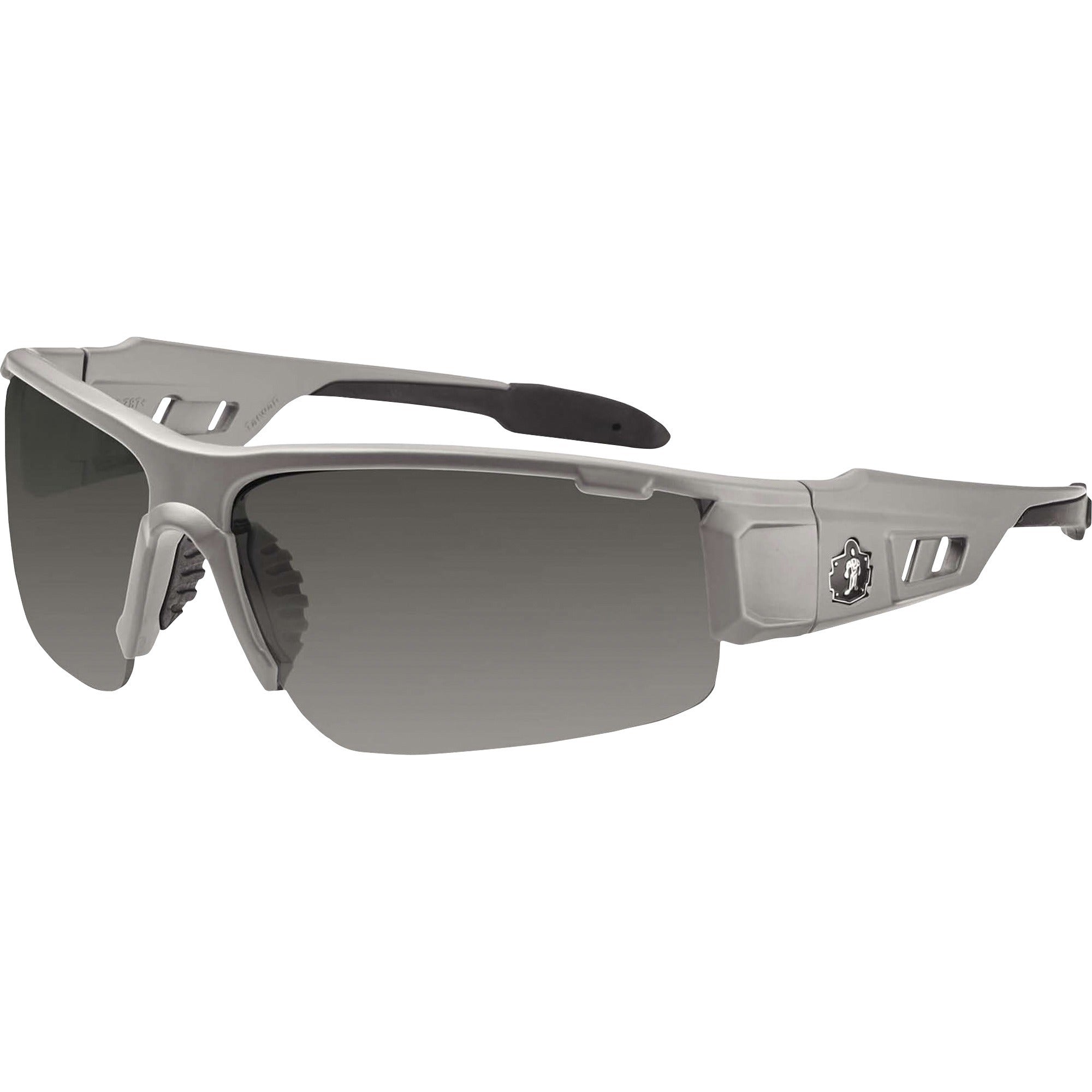 Ergodyne Skullerz Dagr AF Smoke Safety Glasses, Matte Gray Frame, Smoke Lens, Anti-Fog, Scratch Resistant, Impact Resistant, Non-Slip, 1 Each