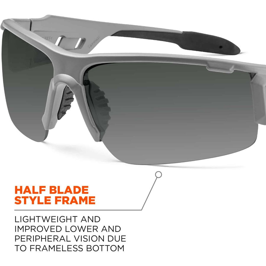 Ergodyne Skullerz Dagr AF Smoke Safety Glasses, Matte Gray Frame, Smoke Lens, Anti-Fog, Scratch Resistant, Impact Resistant, Non-Slip, 1 Each
