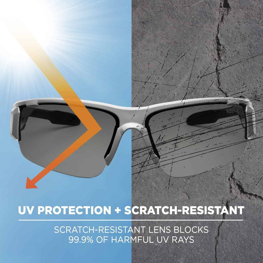 Ergodyne Skullerz Dagr AF Smoke Safety Glasses, Matte Gray Frame, Smoke Lens, Anti-Fog, Scratch Resistant, Impact Resistant, Non-Slip, 1 Each