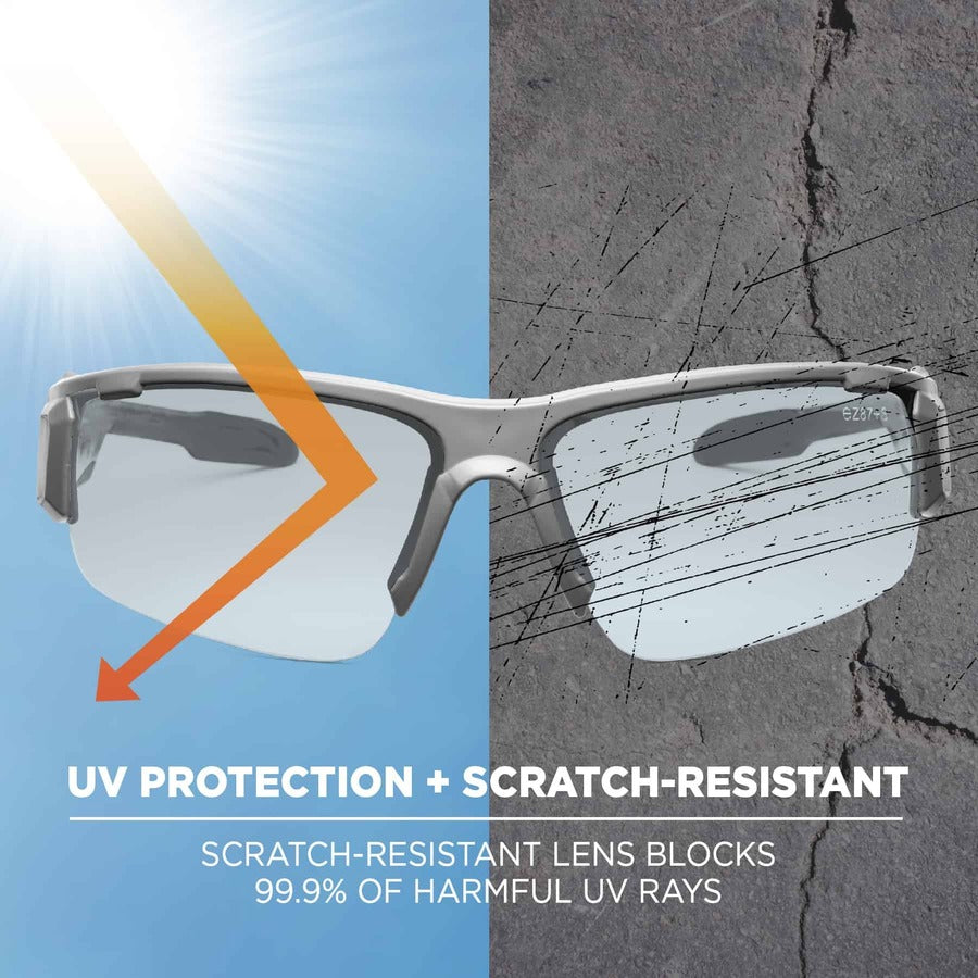 Ergodyne Skullerz Dagr In/Outdoor Safety Glasses, Matte Gray Frame, Scratch & Impact Resistant, Anti-glare, Non-slip, Comfortable, 1 Each