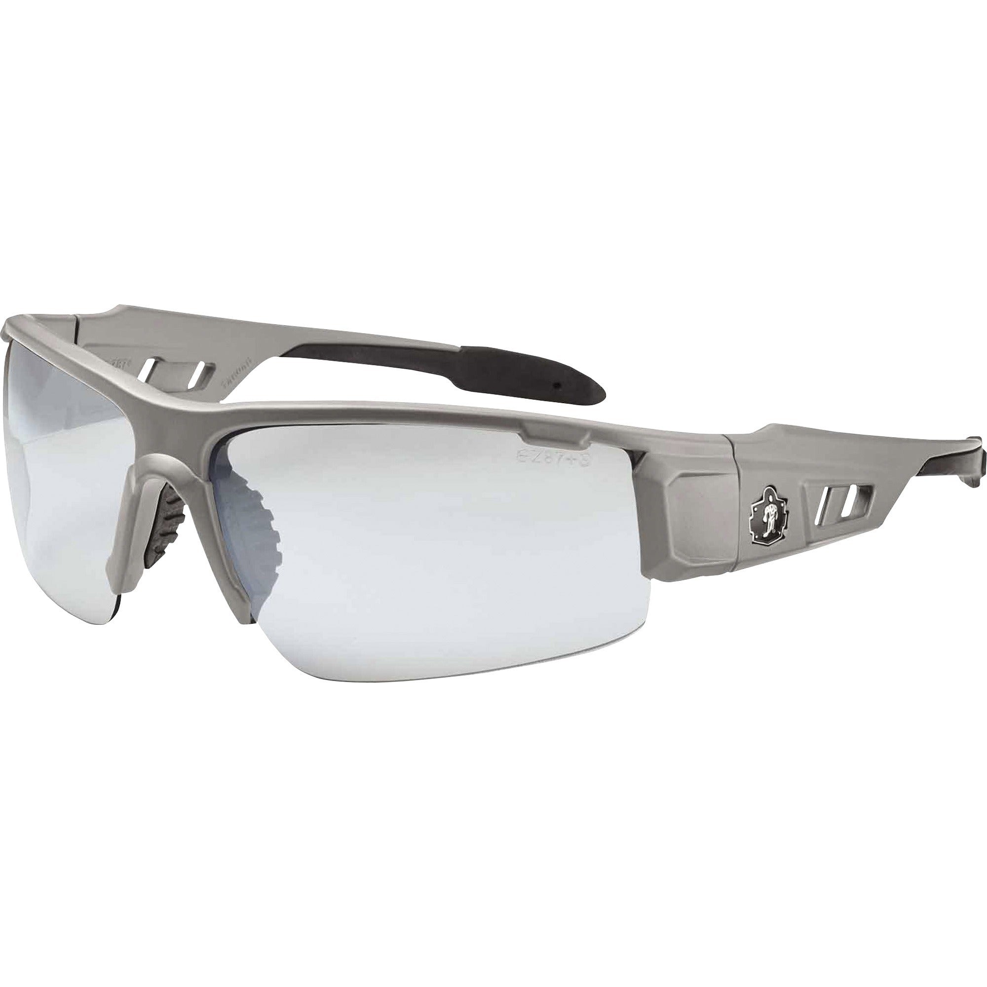 Ergodyne Skullerz Dagr In/Outdoor Safety Glasses, Matte Gray Frame, Scratch & Impact Resistant, Anti-glare, Non-slip, Comfortable, 1 Each