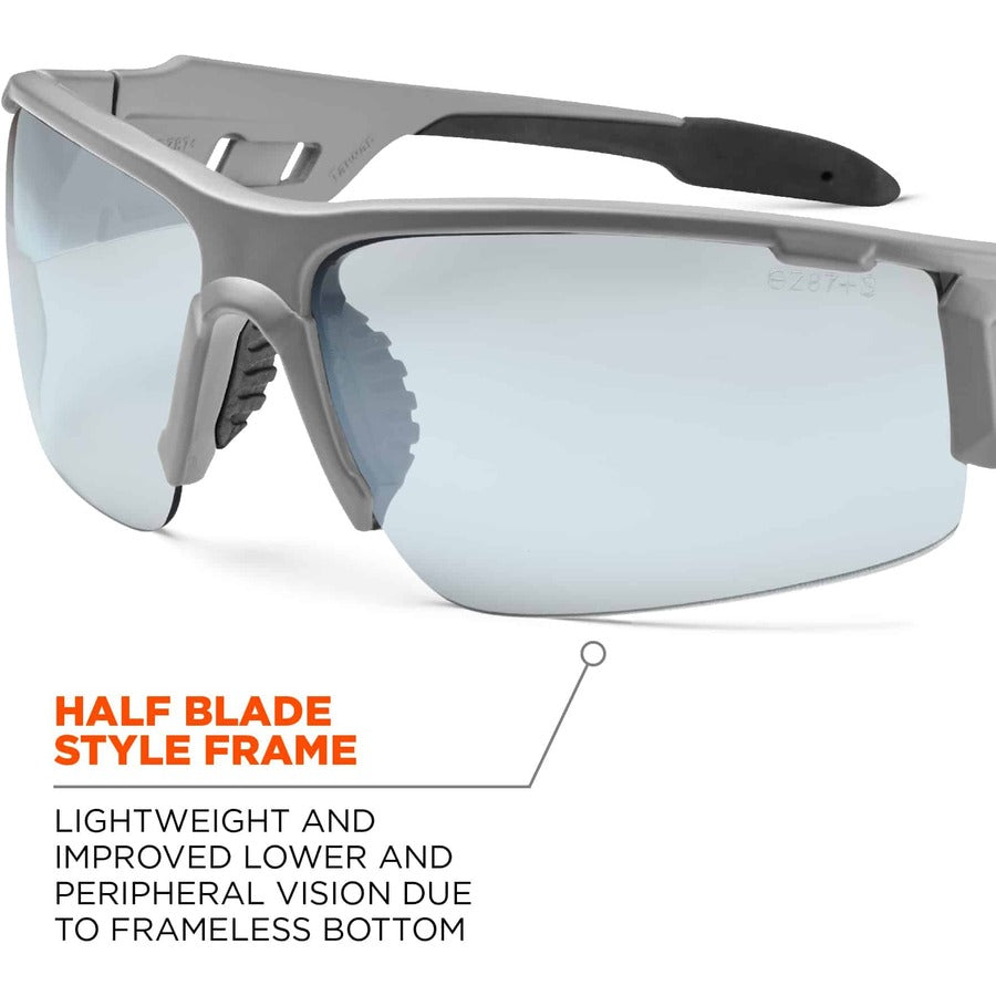 Ergodyne Skullerz Dagr In/Outdoor Safety Glasses, Matte Gray Frame, Scratch & Impact Resistant, Anti-glare, Non-slip, Comfortable, 1 Each