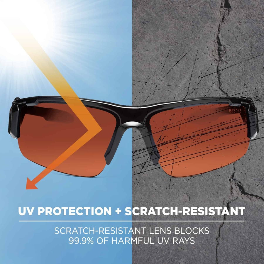 Ergodyne Dagr PZ Copper Safety Glasses, Polarized Copper Lens, Black Frame, Scratch Resistant, Impact Resistant, Anti-glare, Non-slip, Bendable, 1 Each