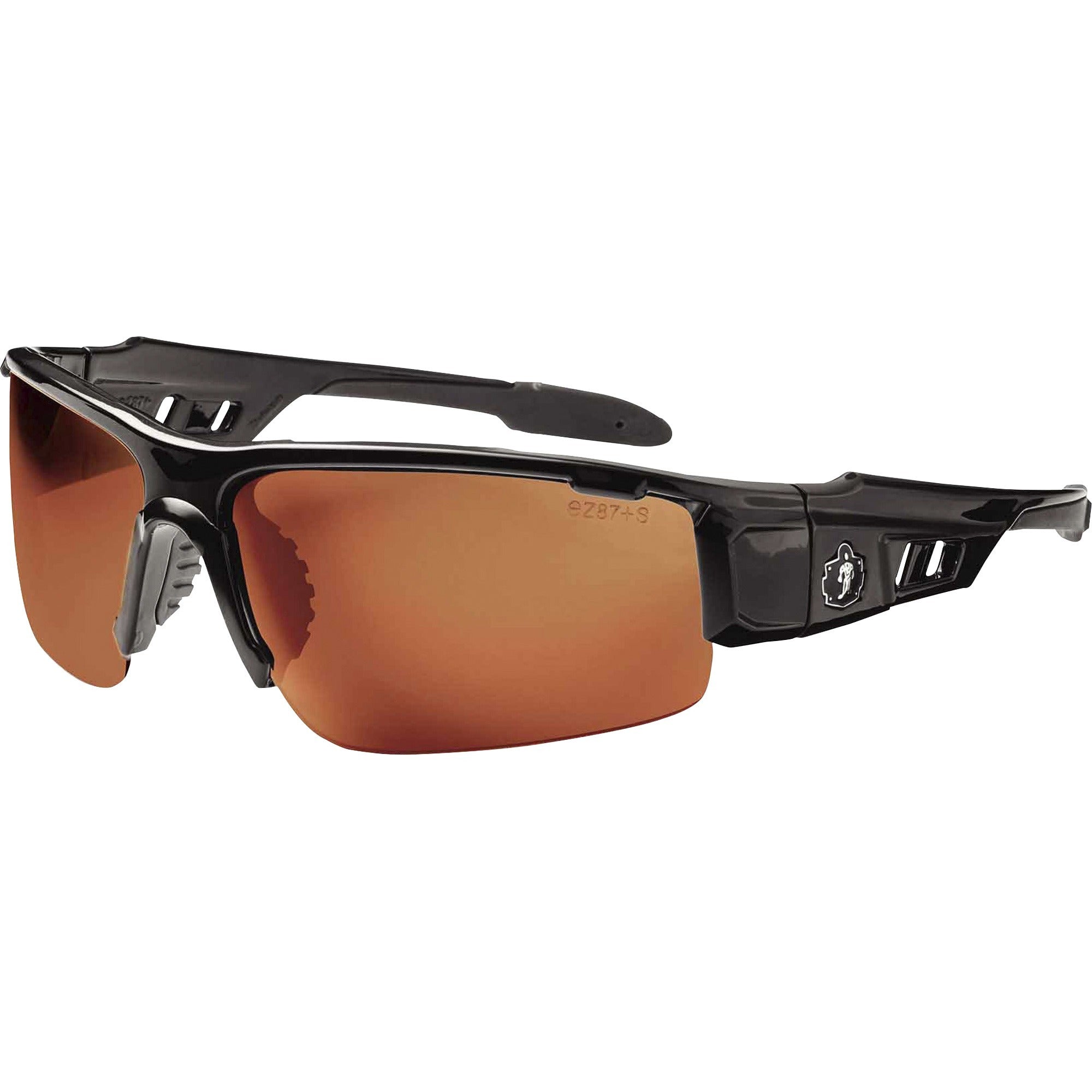 Ergodyne Dagr PZ Copper Safety Glasses, Polarized Copper Lens, Black Frame, Scratch Resistant, Impact Resistant, Anti-glare, Non-slip, Bendable, 1 Each