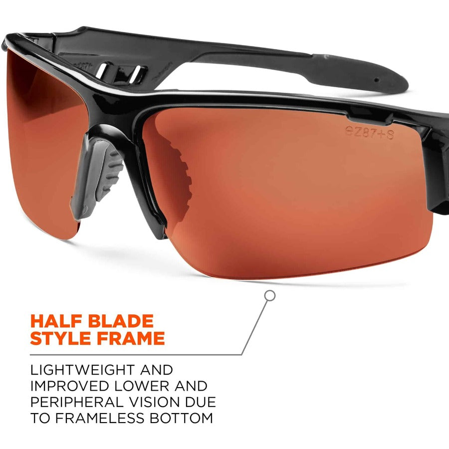 Ergodyne Dagr PZ Copper Safety Glasses, Polarized Copper Lens, Black Frame, Scratch Resistant, Impact Resistant, Anti-glare, Non-slip, Bendable, 1 Each