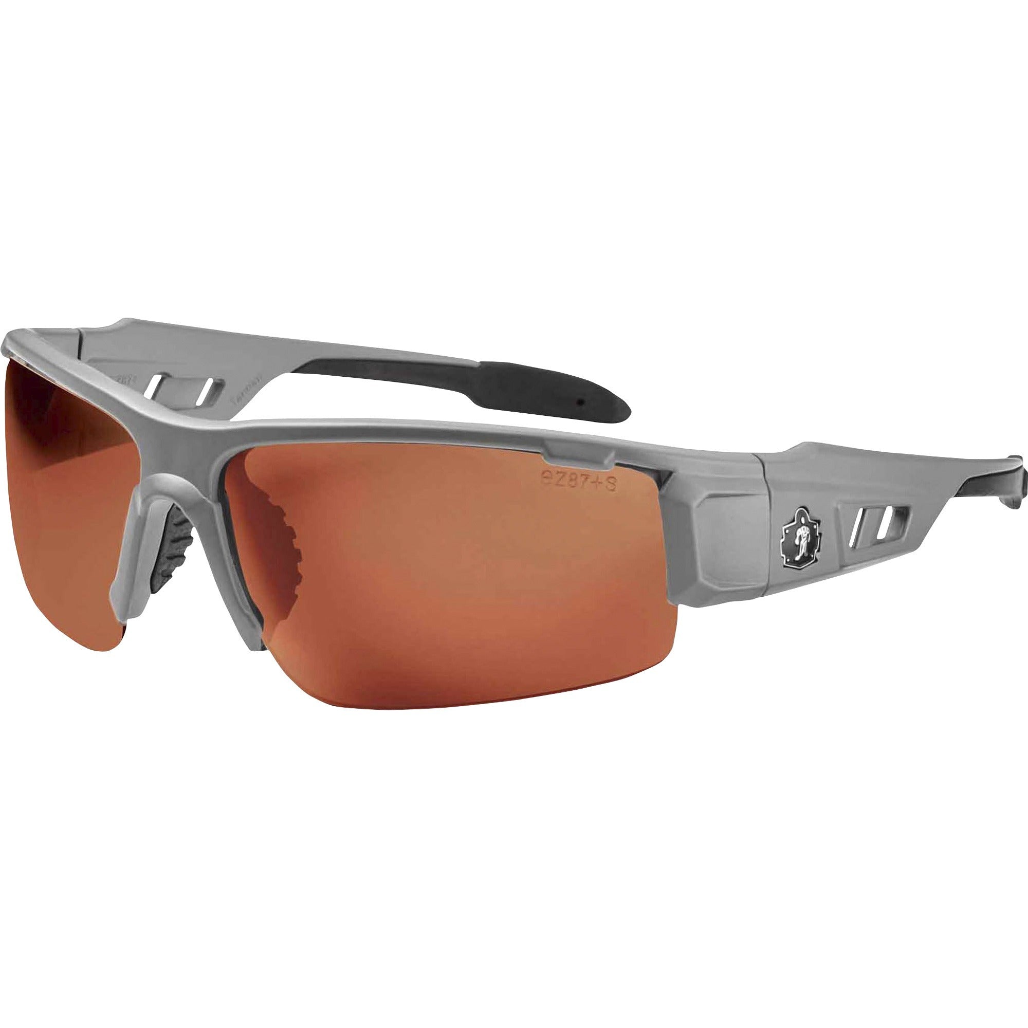 Ergodyne Dagr PZ Copper Safety Glasses, Polarized Copper Lens, Matte Gray Frame, Scratch Resistant, Impact Resistant, Anti-glare, Non-slip, Comfortable, 1 Each