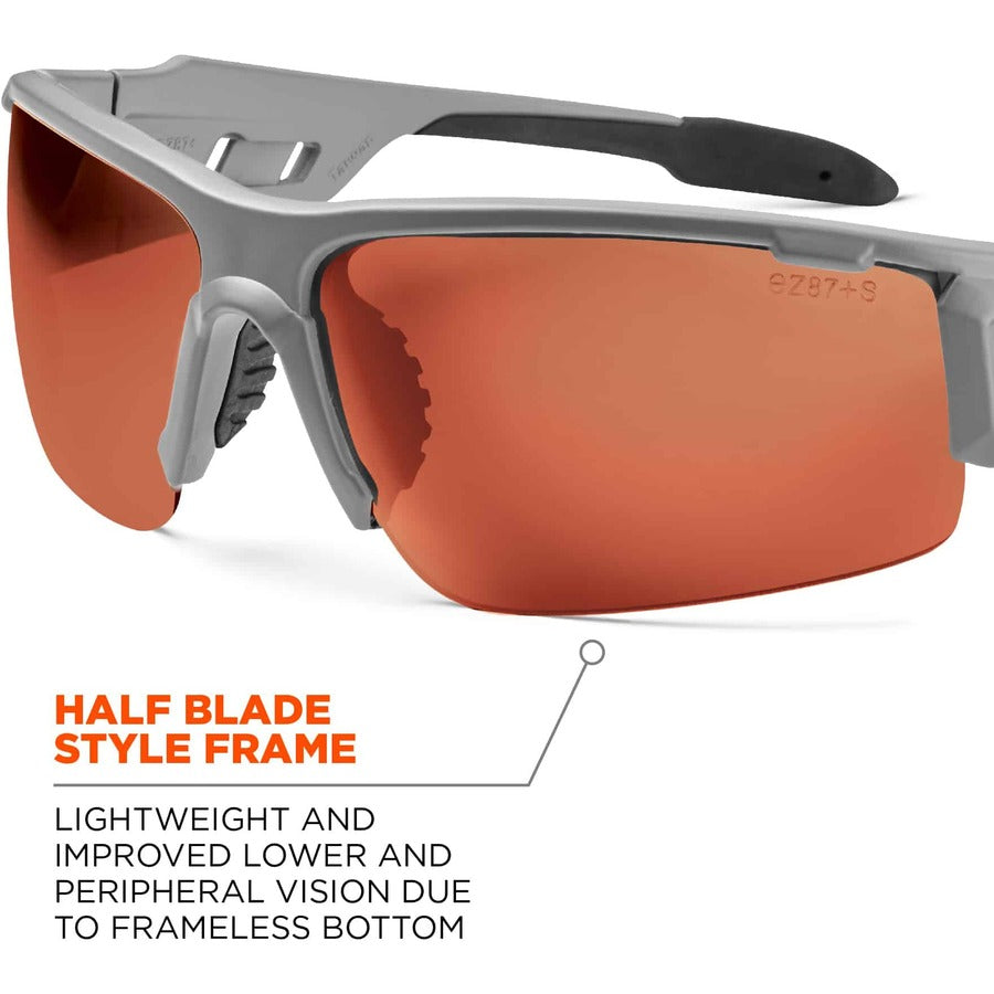Ergodyne Dagr PZ Copper Safety Glasses, Polarized Copper Lens, Matte Gray Frame, Scratch Resistant, Impact Resistant, Anti-glare, Non-slip, Comfortable, 1 Each